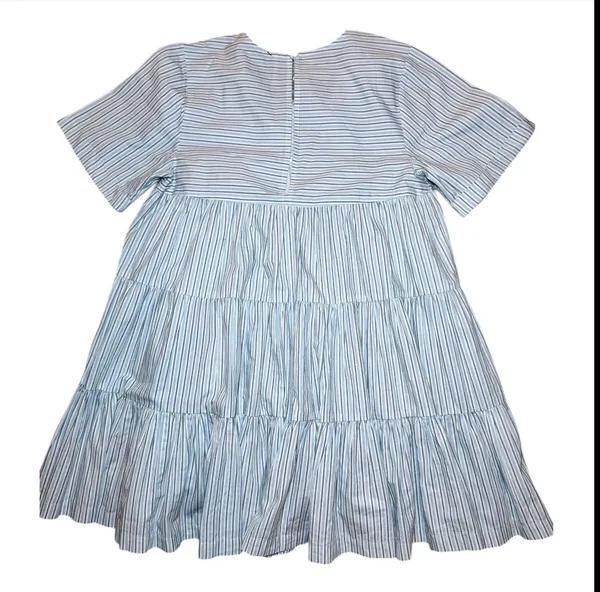 Free People Blue Stripe Babydoll Mini Dress Tiered Short Sleeve Size M NWT - Image 3