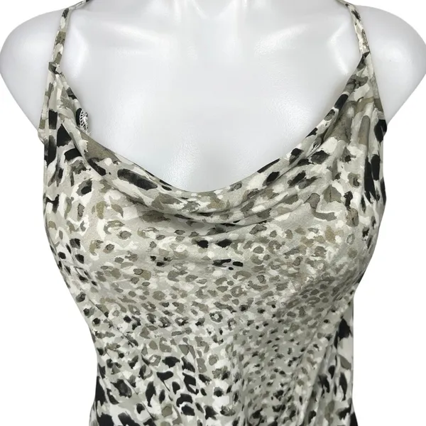 NEW Bella Dahl Green Animal Print Sleeveless Cowl Neck Cami Camisole Tank Top L - Image 3