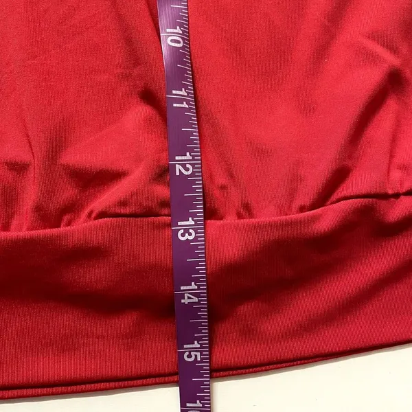 Red Crochet Neckline Top Size M EUC Size M - Image 11