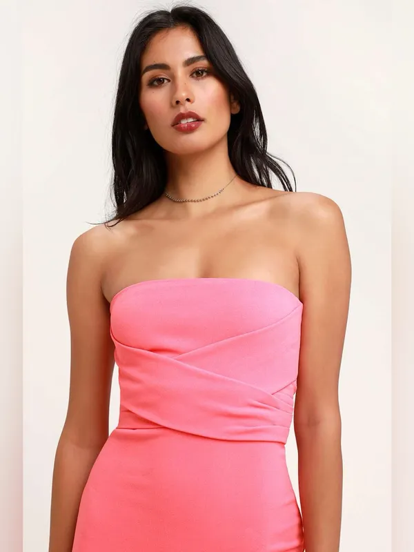Lulus Own the Night Pink Strapless Maxi Dress Size Small - Image 4