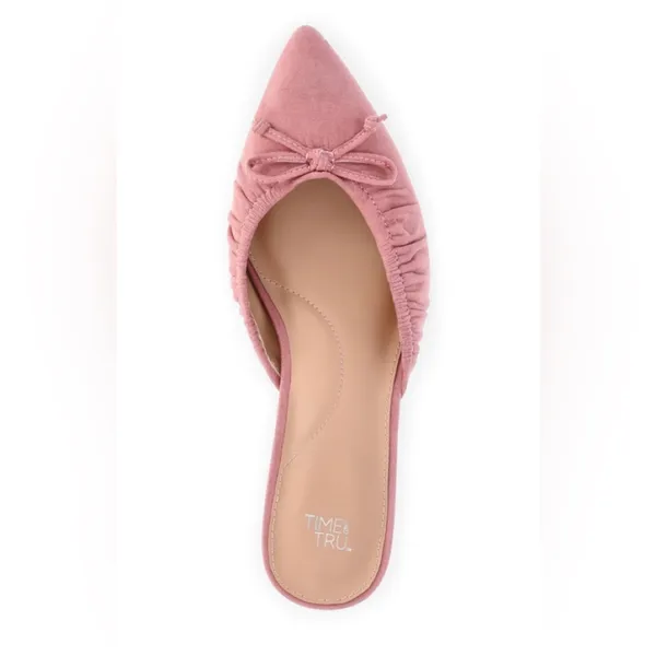 TIME and TRU Womens Kitten Heel Slip On Shoes Size 11 Pink Faux Suede New - Image 4