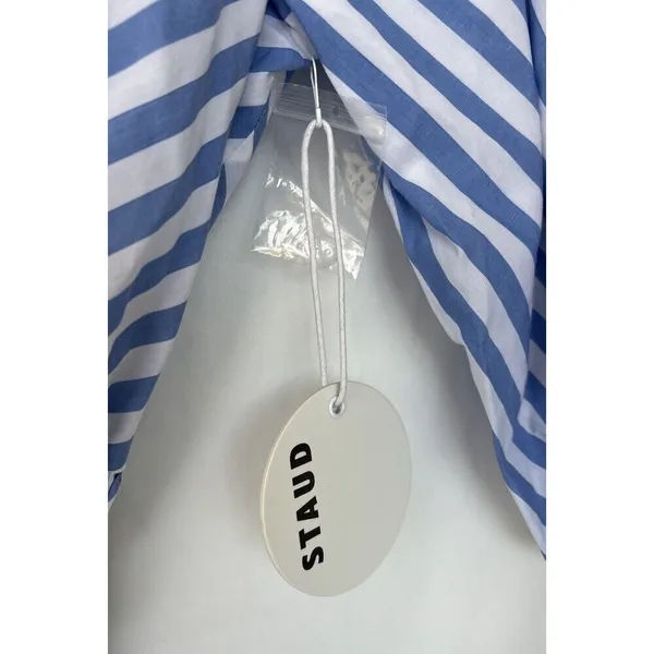 Staud Jodie Midi Wrap Dress Sea Stripe S Bridal Wedding Guest Coastal Nautical - Image 12