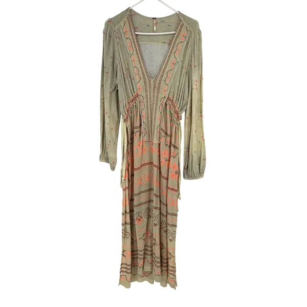 Free People Dahlia‎ Maxi Top S Endless Summer Embroidered Boho Kaftan Tunic - Image 2