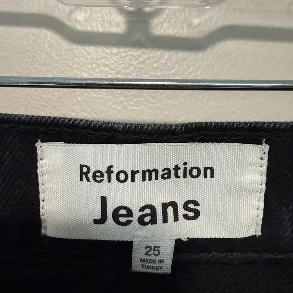 Reformation Wilder High Rise Wide Leg Jeans in Black Size 25 - Image 3