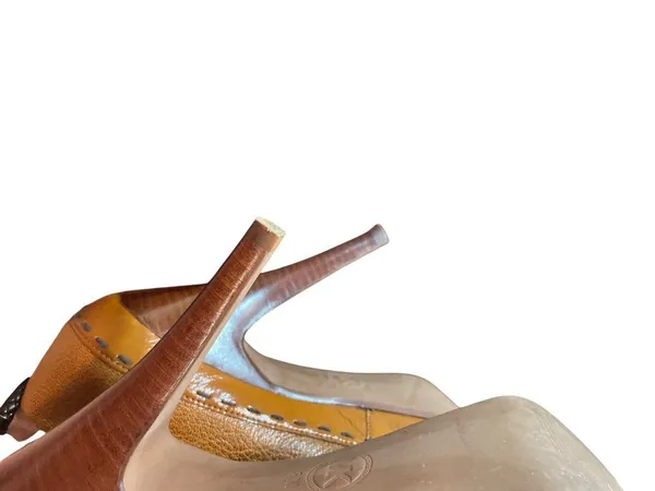 Michael Kors wms brown leather pebbled stilleto 5" heels shoes sz 8M SKU 10-404 - Image 11