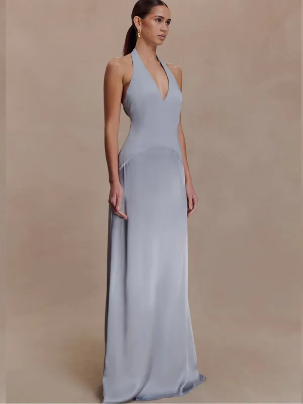 Meshki Maura Taffeta And Satin Maxi Dress - Cornflower Blue, M - Image 2