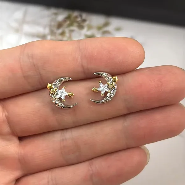 Stat and Moon Stud Earrings for Men Women Streetwear Punk Hip Hop Unisex Style - Image 5