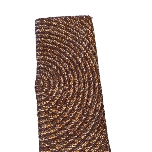 Handmade brown rope embroidered clutch crochet flower boho western 70s - Image 2