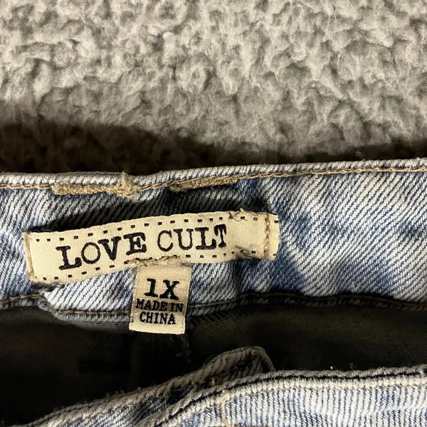 Love Cult Cargo Pants Women 1X 36x29.5 Wide‎ Leg Stretch Utility Denim Jeans NWT - Image 8