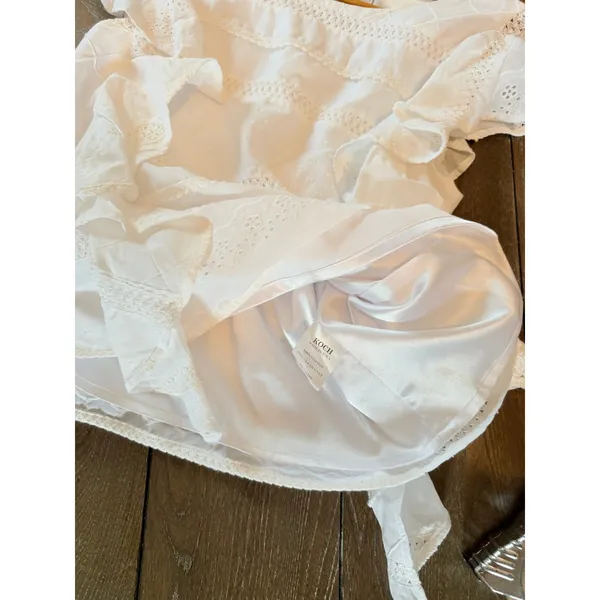 KOCH Ruffle Eyelet Blouse Womens White‎ XS - Image 8