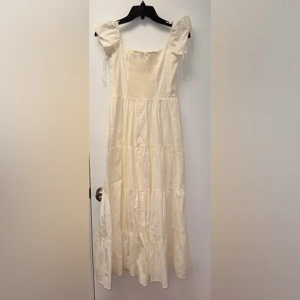 NWOT Reformation Derek Off The Shoulder Tiered Midi white Dress sz 6 - Image 6