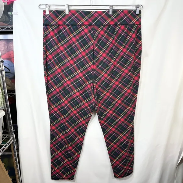 Cacique Sleep‎ Plus Size 26/28 Pajama Set Red Waffle Henley Plaid Leggings 1324 - Image 10