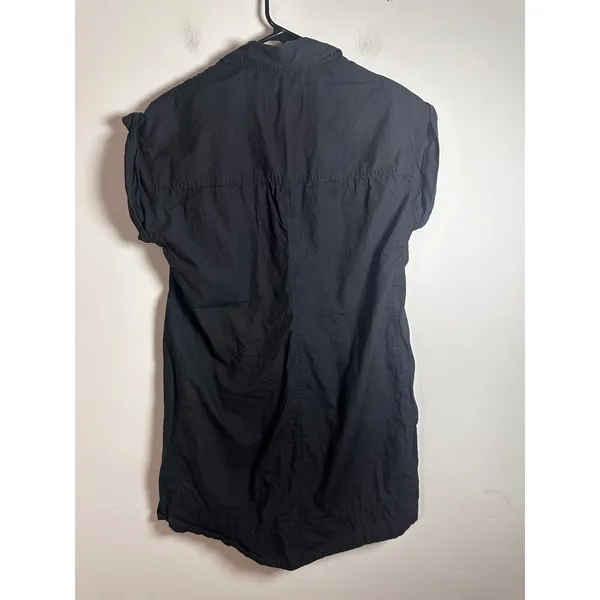 J.Crew Womens Black 100% Cotton Poplin Short Sleeve Camp Collar Shirt Dress‎ S - Image 5
