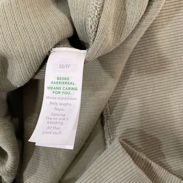 Aerie Ribbed Oversized Sweatshirt XS Green Crewneck Cozy Lounge Top - Image 6