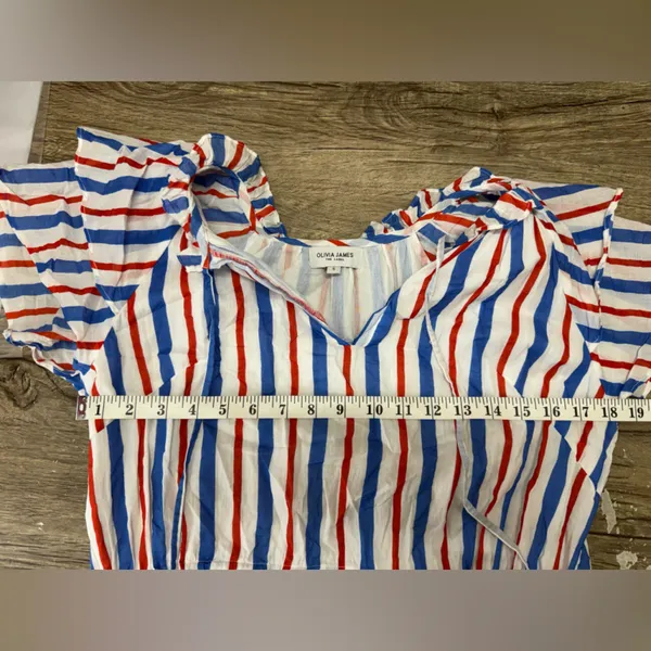 Olivia James the‎ Label blue and red striped dress size small - Image 3