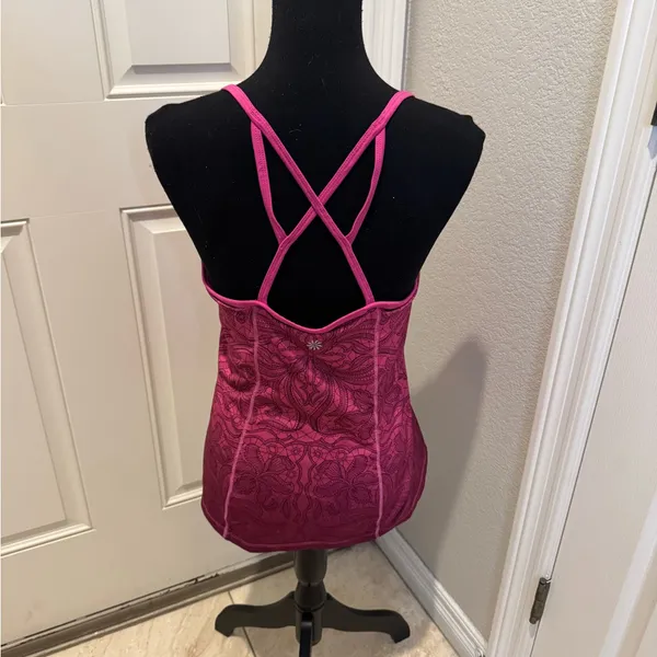 Athleta Harmonious Strappy Bra Tank Top pink floral ombre design size medium - Image 3