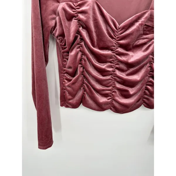 Love, Fire Womens Pink Velour Ruched Long Sleeve Top Whimsigoth Fairy NWT Sz‎ XL - Image 4