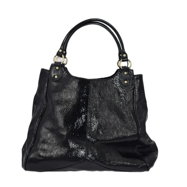 Charles David Hobo Bag Womens Large Black Patent Leather EUC Gold Hardware‎ - Image 6