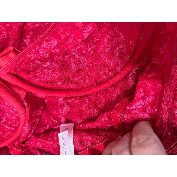 Inner Secrets Red Lace Sheer Chemise Babydoll‎ Lingerie Slip Dress Size M - Image 7