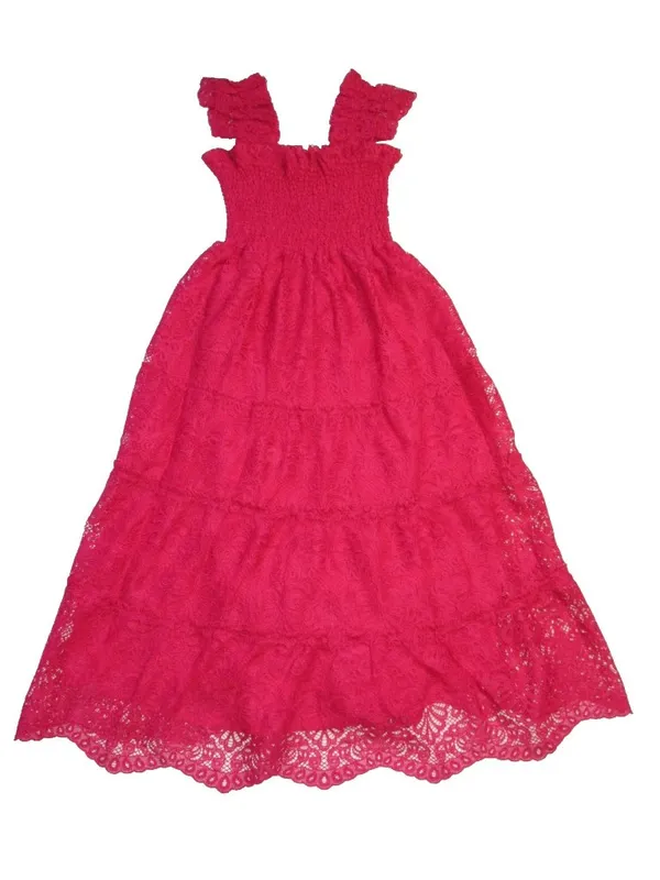 NWT Hill House Ellie Nap in Cerise Red Lace Smocked Midi Dress S - Image 3