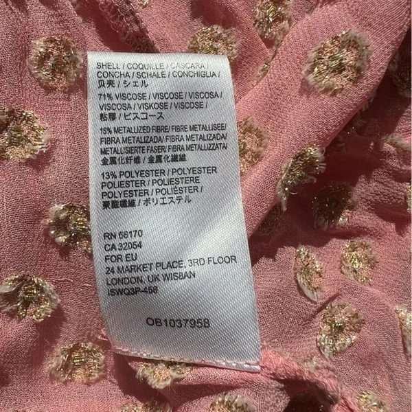 Free People Sophia Tiered Slip Dress Open Back Pink Gold Polka Dots Women's XS - Image 7