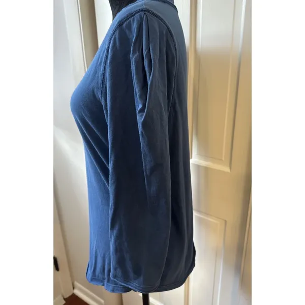 Free People We The Free Clover Puff Shoulder Top Blue Cotton 3/4 Sleeve Medium - Image 3