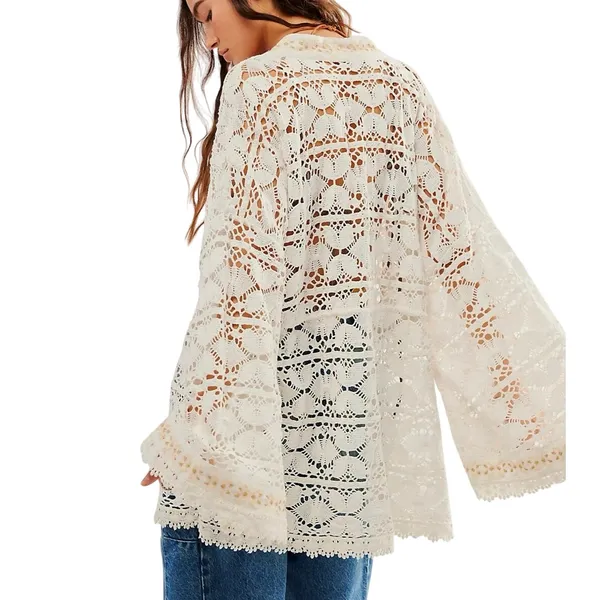 FREE PEOPLE Bell Sleeve Lace Duster in Ivory, One Size, New with Tag MSRP $128 - Image 2