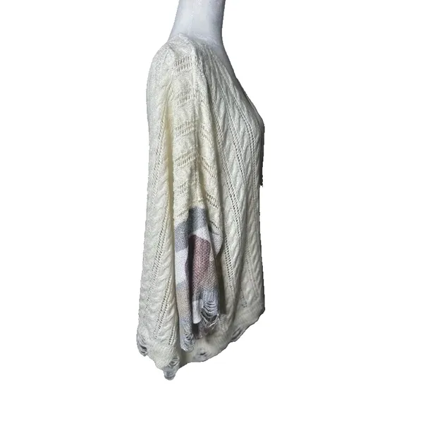 POL Oversized Dolman Sweater S Relaxed Lightweight‎ Patchwork Camo Distressed - Image 5