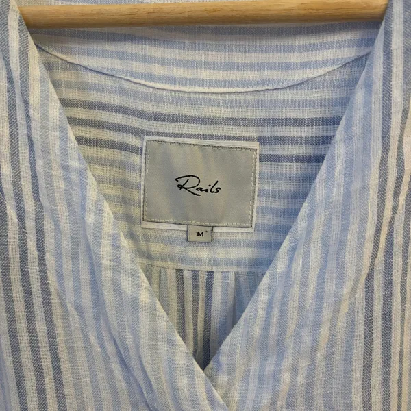 Rails Nala Top Womens M Linen Blend Blue Stripe Coastal Lightweight Relaxed - Image 3
