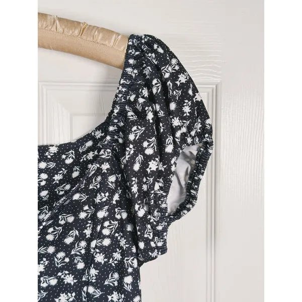 Betsey Johnson Y2K Floral Corset Milkmaid Midi Dress Size XL Black Coquette - Image 7
