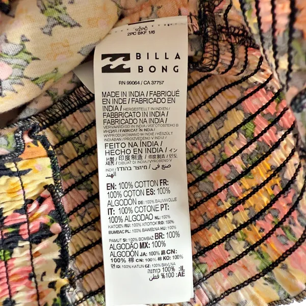 Billabong Get Along Puff Sleeve Crop Top Size Floral - Image 8