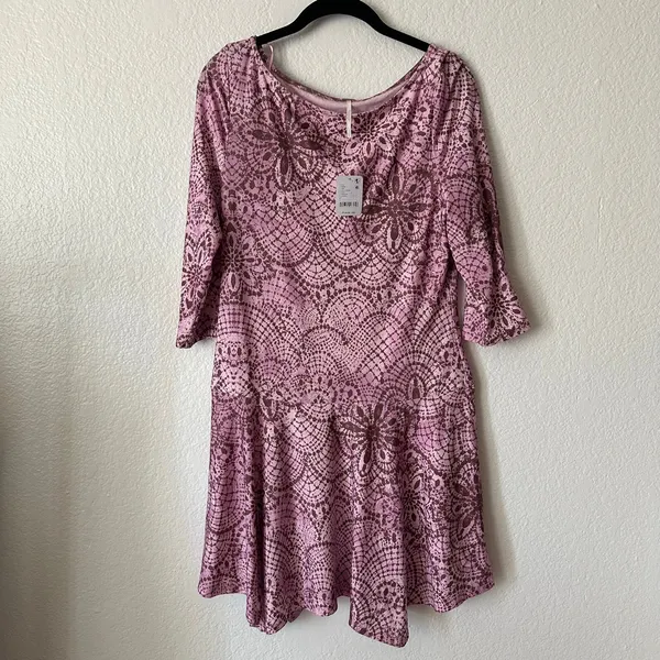 Free People NWT Purple Boho Paisley Medallion Print Mini Dress - Image 2