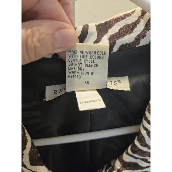 Requirements Vintage Zebra Print Jacket Womens L Brown Cream Animal Y2K - Image 7