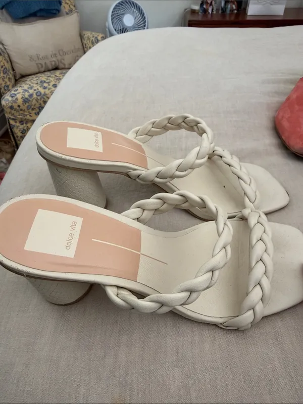 Dolce Vita White Braided-Strap Block Heel Sandals - Image 3