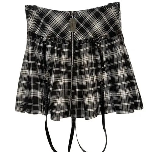 BODY RAGE SPENCERS Black and White Plaid Skirt Coffin Zipper Pull EUC Size Large - Image 2