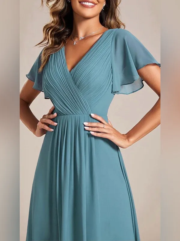 Ever Pretty Pleated Chiffon Dress Blue 1XL NWT - Image 3