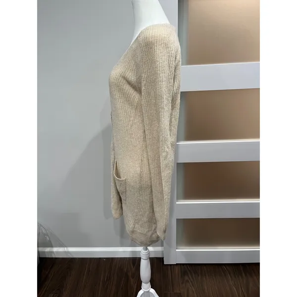 Banana Republic Beige Knit Open‎ Front Long Sleeve Cardigan Sweater Women Size S - Image 4