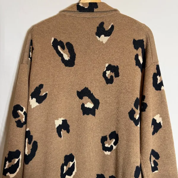 J. Crew Ella Leopard Open-Front Long Sweater-Blazer Women's Medium Brown Wool - Image 12
