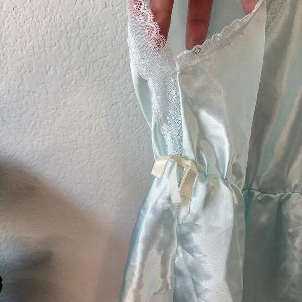Elegant Light Blue Women's Satin and lace Romper - Image 4