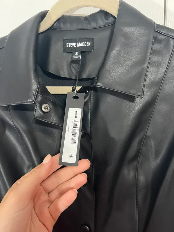 Steve Madden NWT faux leather ruffle dress - Image 3