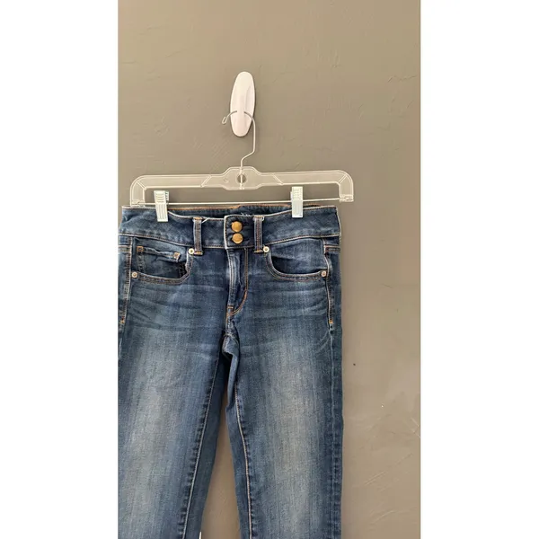 American Eagle Vintage Y2k Artist‎ Crop Capri Jeans Womens 2 Mid Rise Denim - Image 3