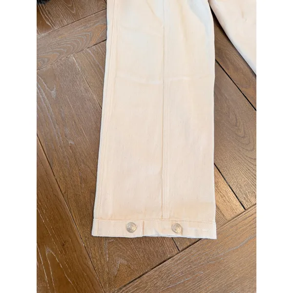 NWT FRNCH Paris Bianca Wide Leg‎ Trousers Women Large Creme High Rise Denim New - Image 4