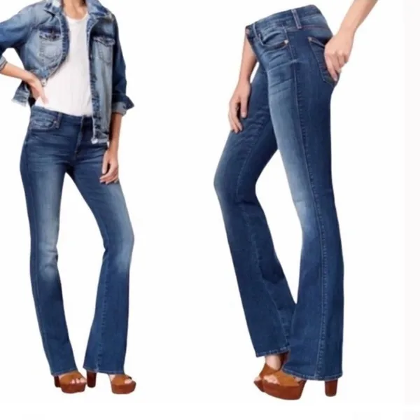 7 for All Mankind Low Rise Boot Cut Jeans 24 X 32 - Image 2