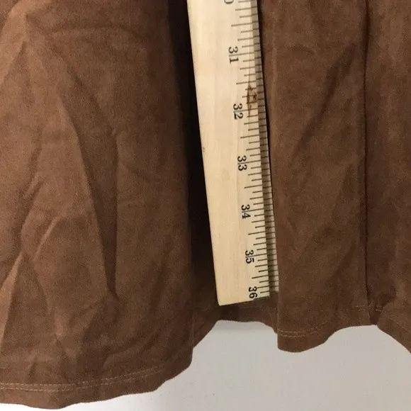 NY‎ collection baby doll dress brown suede long sleeve dress size medium - Image 9