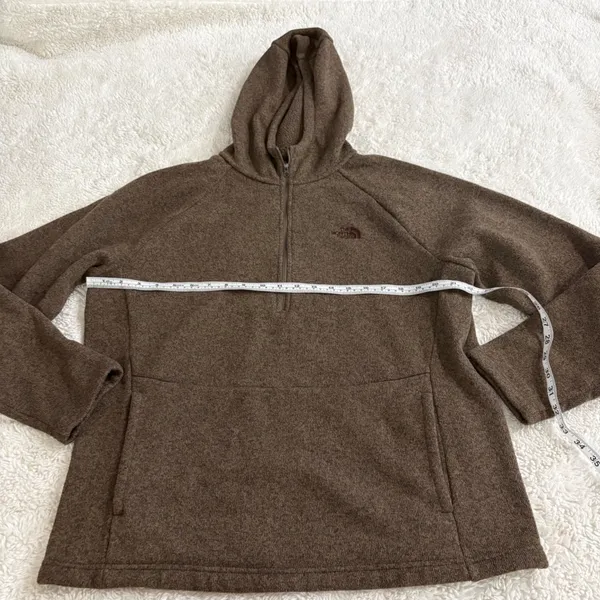North Face Hoodie Womens XL Brown Fleece 1/4 Zip Gorpcore Hiking Outdoors Preppy - Image 4