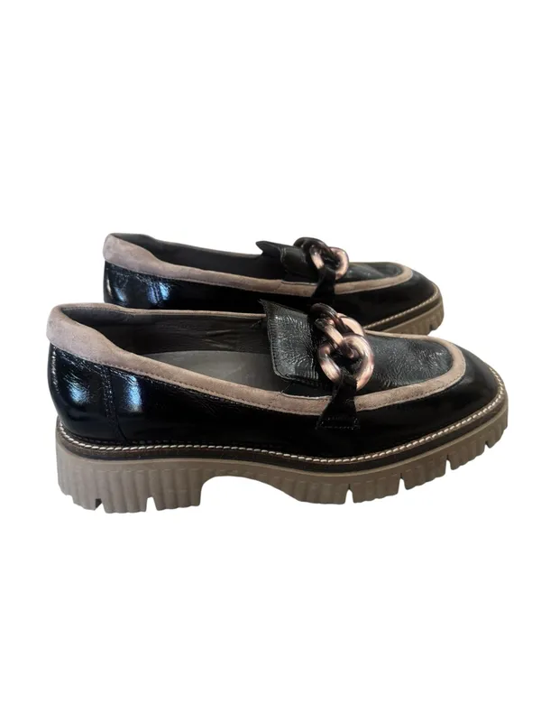 Softwaves Valene Black/Taupe patent leather loafers 38 NWOT - Image 4