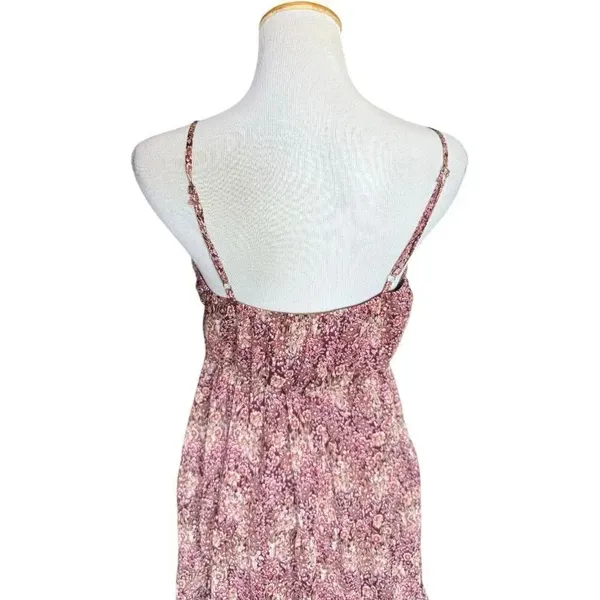 Womens Altard State Floral Print Burgundy Sleeveless Tiered Dress - Sz M - Image 3