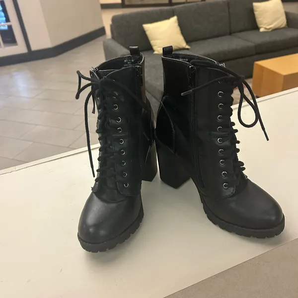 Elegant Black Lace-Up Boots 9 M sold at Ross for $24.99 tag attached -wore once - Image 2