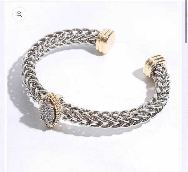Two T Ponytail Eye Pave Bangle Bracelet Silver - Image 5