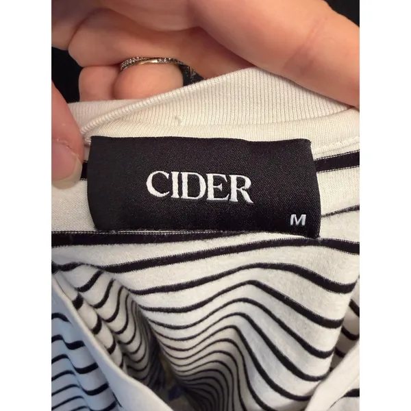 Cider Black & White Striped Cropped Tee Shirt with Side Ties Basic Minimalist - Image 6